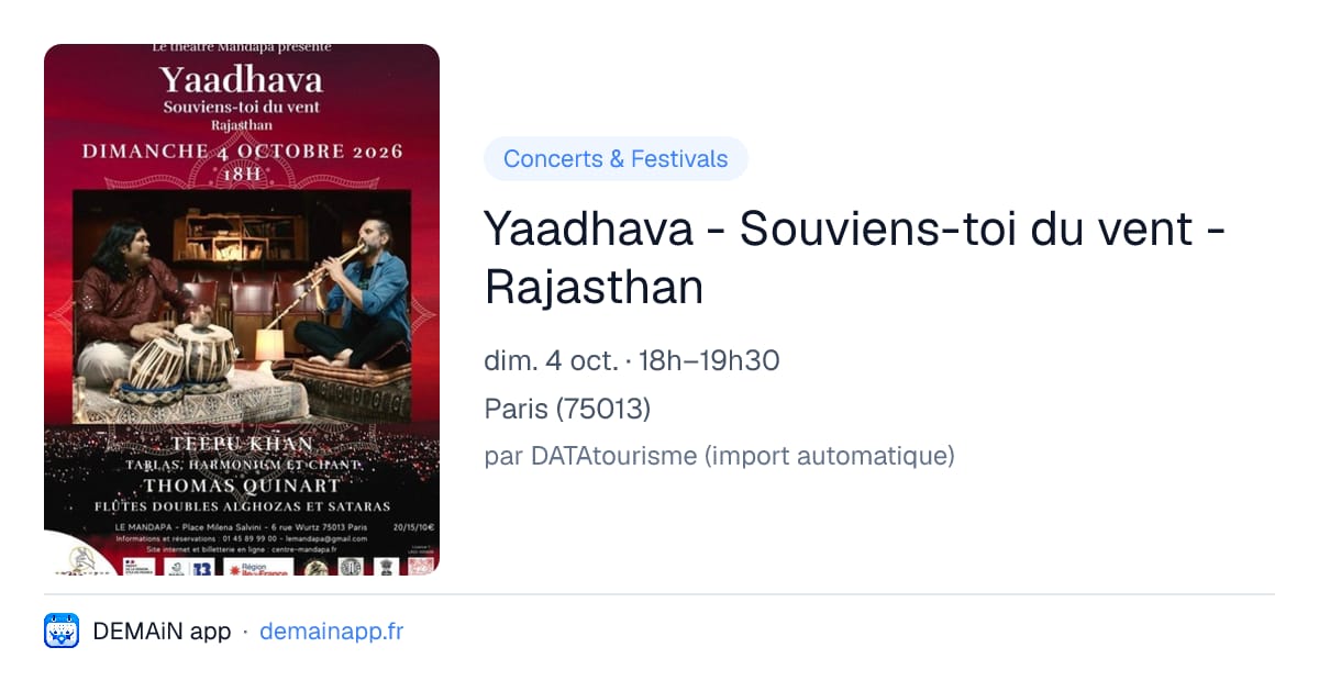 Yaadhava - Souviens-toi du vent - Rajasthan — Paris