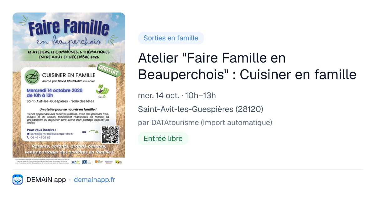 Atelier "Faire Famille en Beauperchois" : Cuisiner en famille — Saint-Avit-les-Guespières