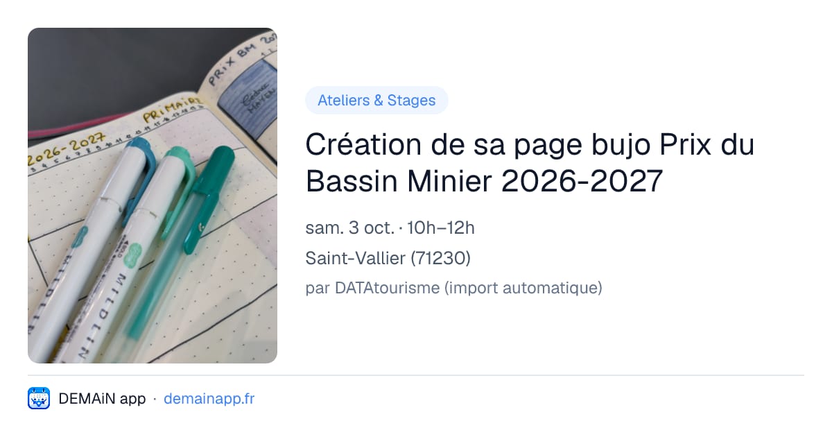 Création de sa page bujo Prix du Bassin Minier 2026-2027 — Saint-Vallier