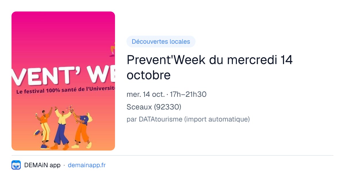 Prevent'Week du mercredi 14 octobre — Sceaux