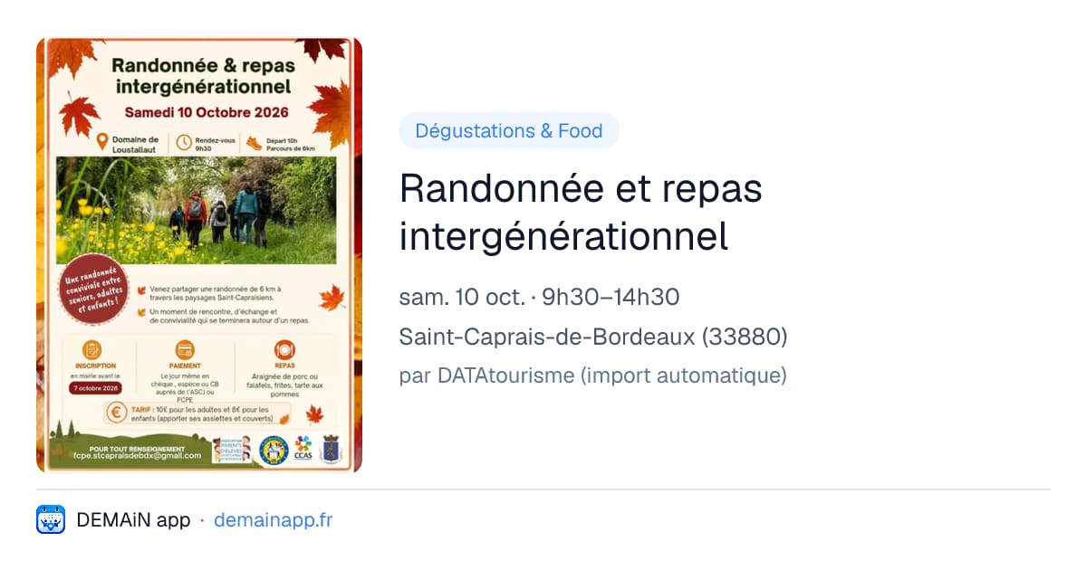 Randonnée et repas intergénérationnel — Saint-Caprais-de-Bordeaux