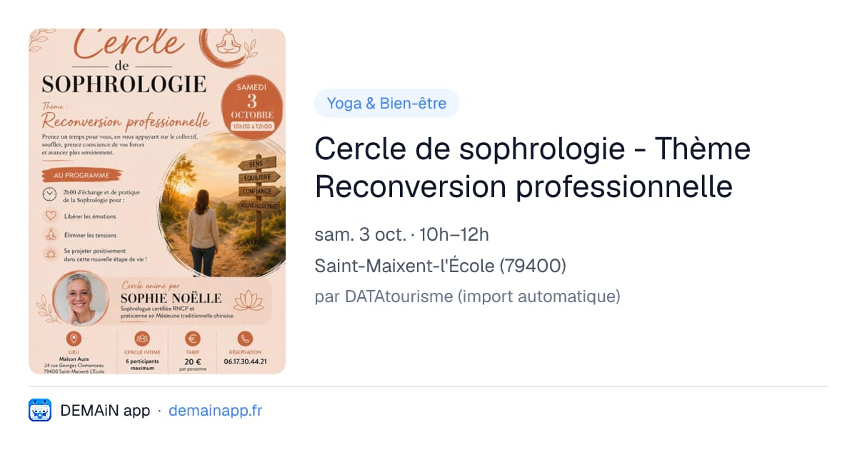 Cercle de sophrologie - Thème Reconversion professionnelle — Saint-Maixent-l'École