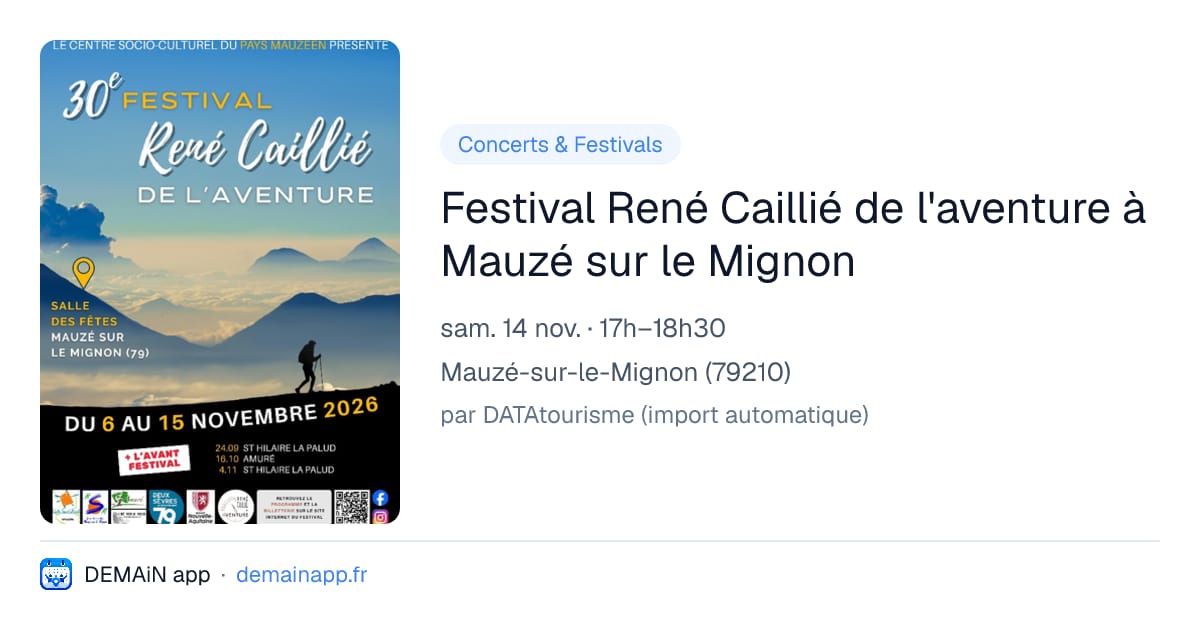 Festival René Caillié de l'aventure à Mauzé sur le Mignon — Mauzé-sur-le-Mignon