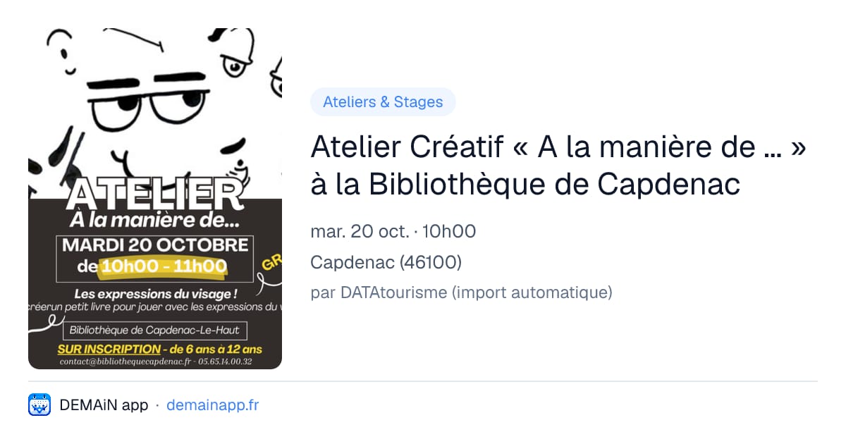 Atelier Créatif « A la manière de ... » à la Bibliothèque de Capdenac — Capdenac