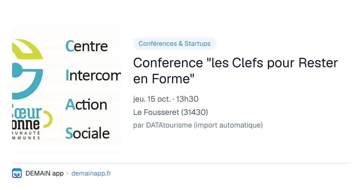 Conference "les Clefs pour Rester en Forme" — Le Fousseret