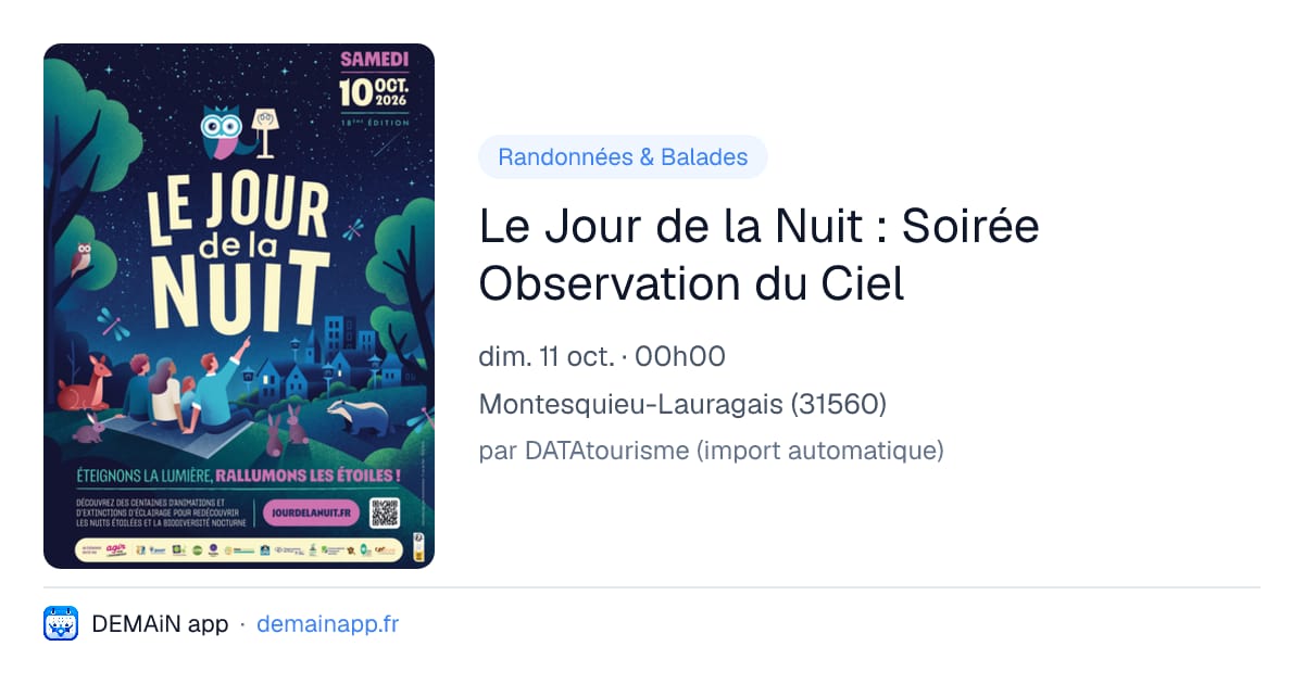 Le Jour de la Nuit : Soirée Observation du Ciel — Montesquieu-Lauragais