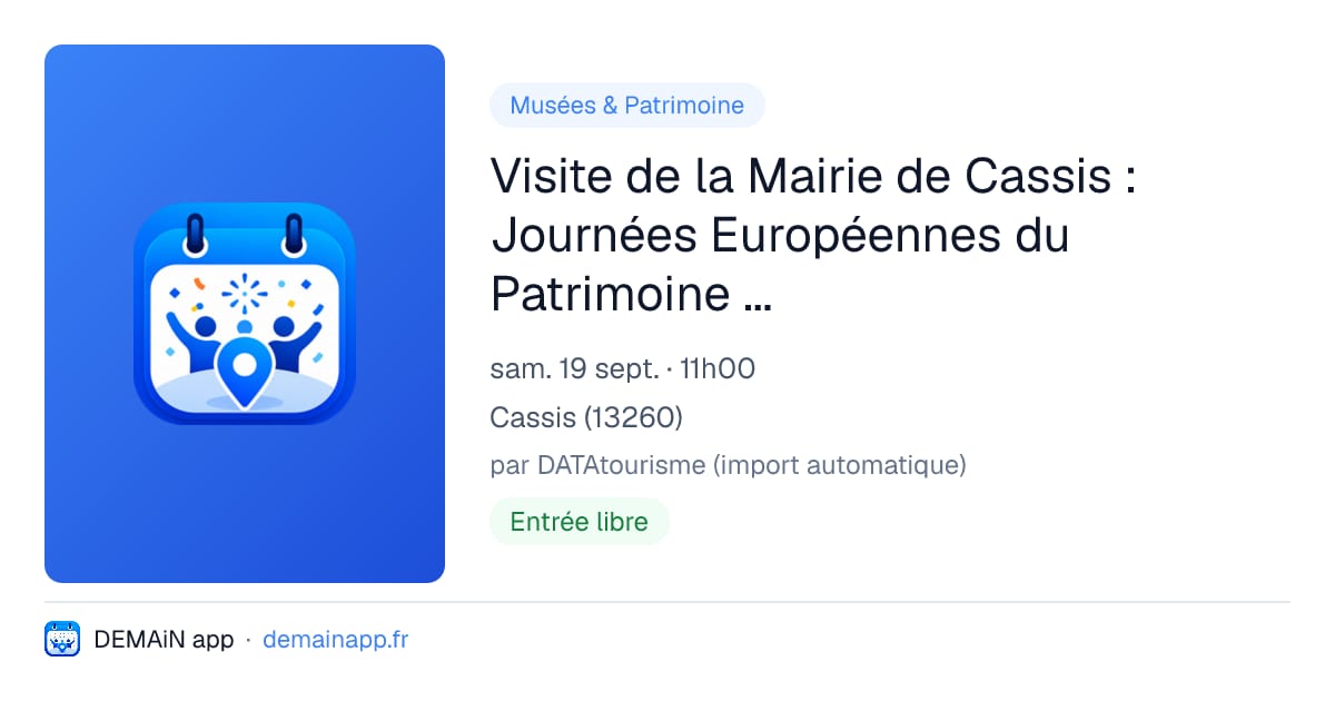 Visite de la Mairie de Cassis : Journées Européennes du Patrimoine 2026 — Cassis