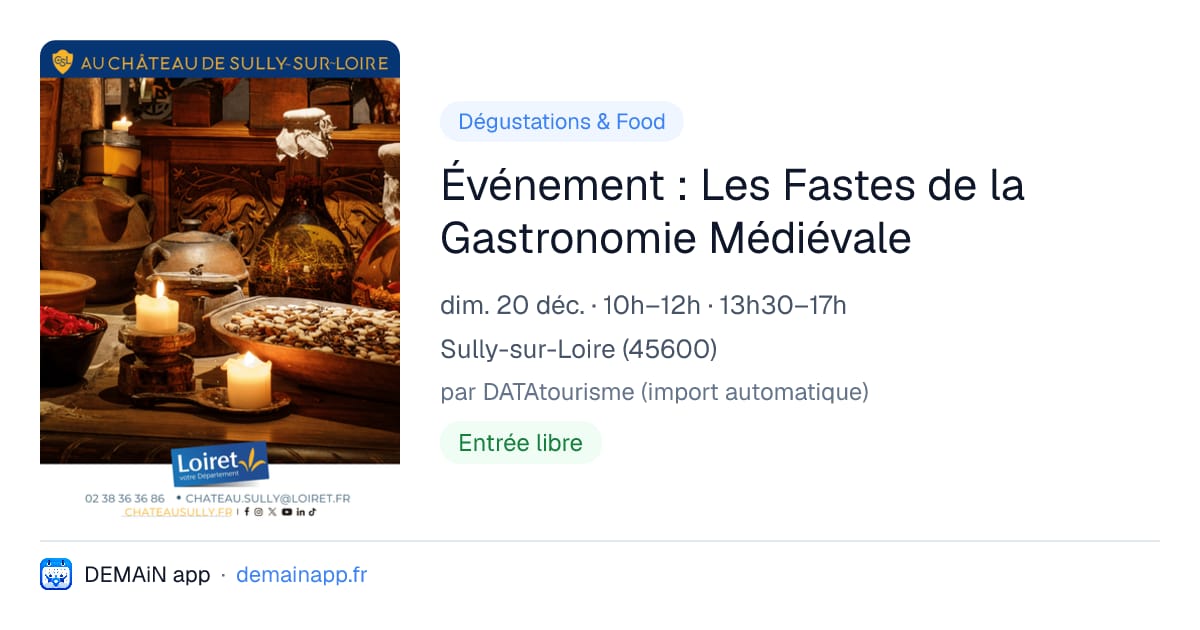 Événement : Les Fastes de la Gastronomie Médiévale — Sully-sur-Loire