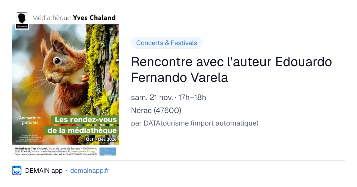 Rencontre avec l'auteur Edouardo Fernando Varela — Nérac