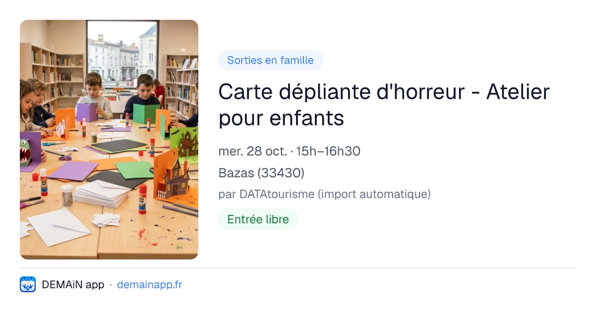 Carte dépliante d'horreur - Atelier pour enfants — Bazas