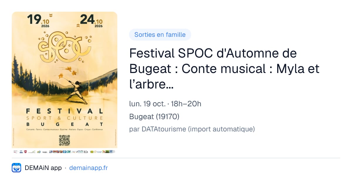 Festival SPOC d'Automne de Bugeat : Conte musical : Myla et l’arbre bateau — Bugeat