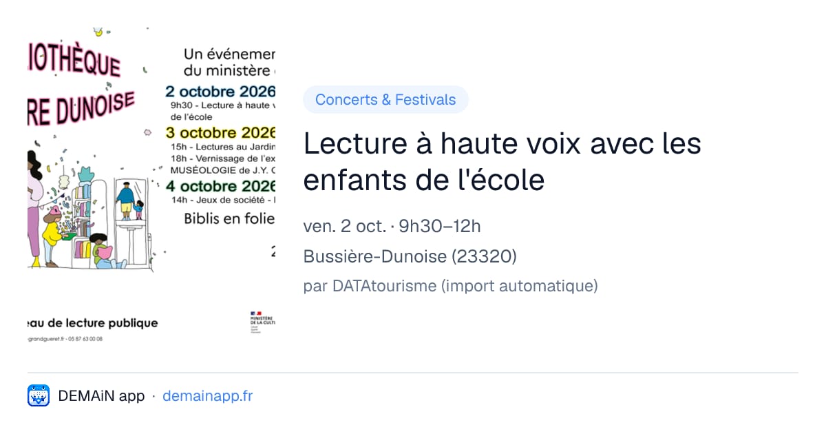 Lecture à haute voix avec les enfants de l'école — Bussière-Dunoise