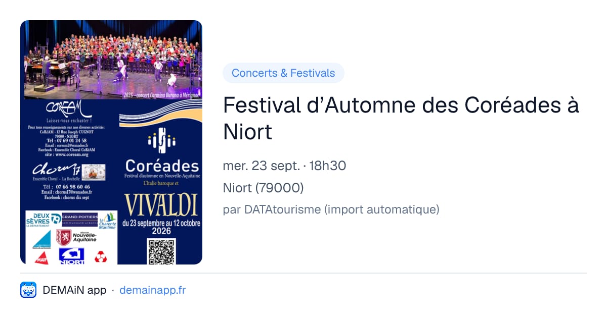 Festival d’Automne des Coréades à Niort — Niort