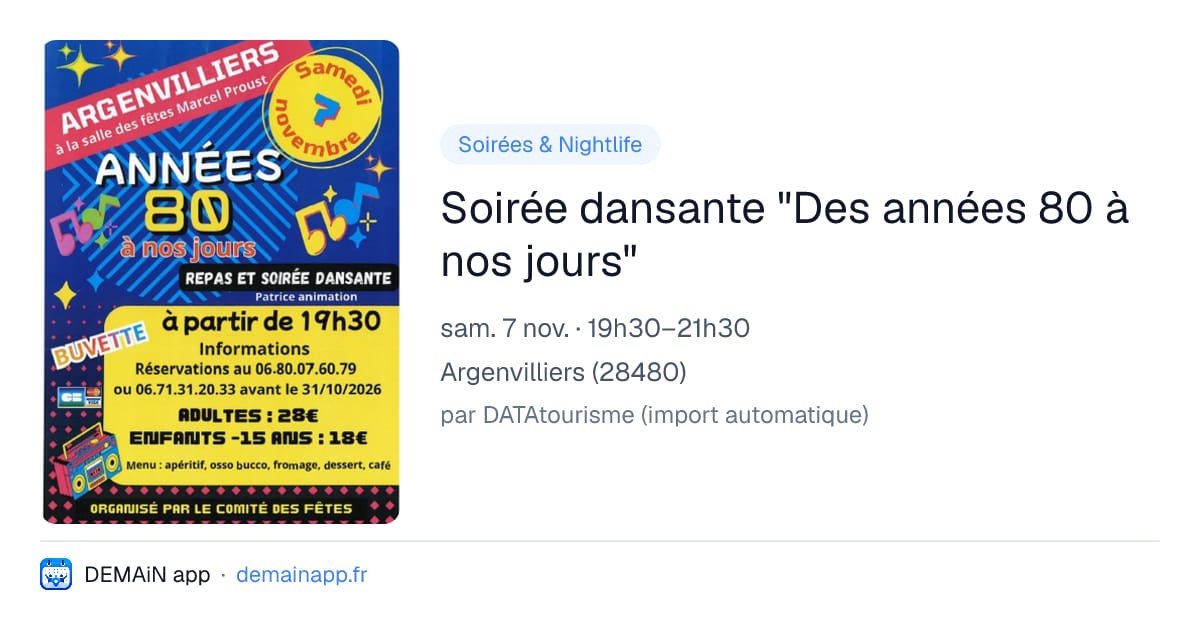 Soirée dansante "Des années 80 à nos jours" — Argenvilliers