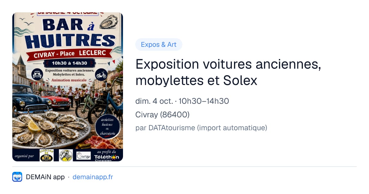 Exposition voitures anciennes, mobylettes et Solex — Civray
