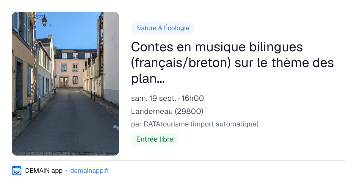 Contes en musique bilingues (français/breton) sur le thème des plantes, au Jardin des Bénédictines — Landerneau