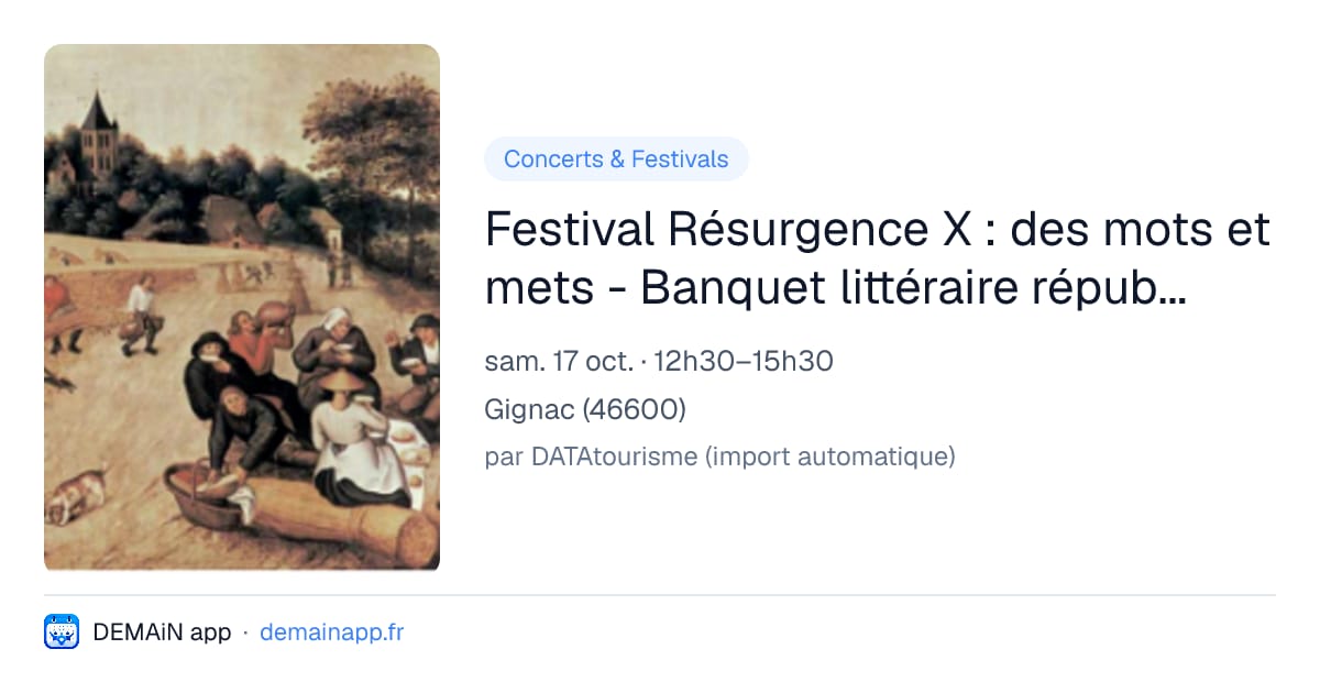 Festival Résurgence X : des mots et mets - Banquet littéraire républicain — Gignac