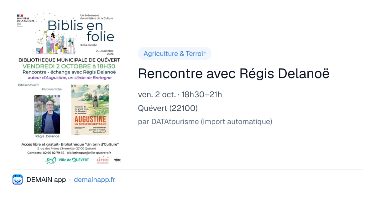 Rencontre avec Régis Delanoë — Quévert