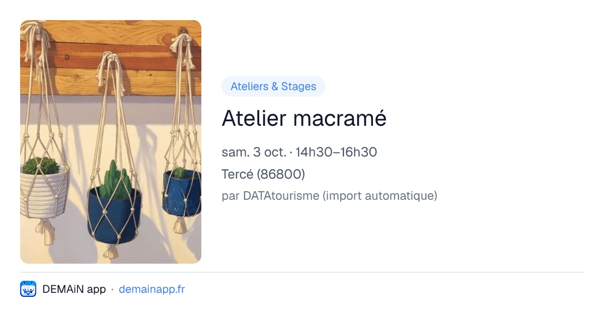 Atelier macramé — Tercé