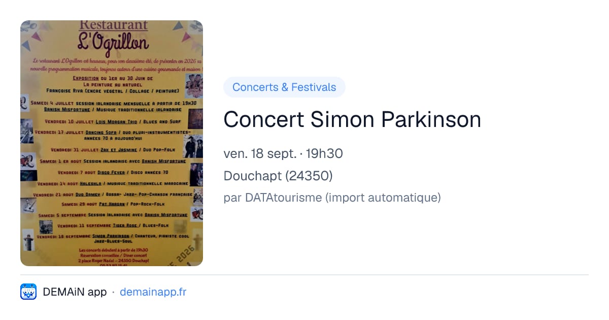 Concert Simon Parkinson — Douchapt