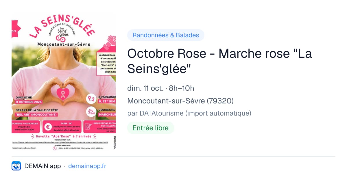 Octobre Rose - Marche rose "La Seins'glée" — Moncoutant-sur-Sèvre