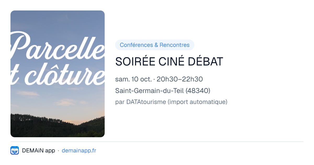 SOIRÉE CINÉ DÉBAT — Saint-Germain-du-Teil