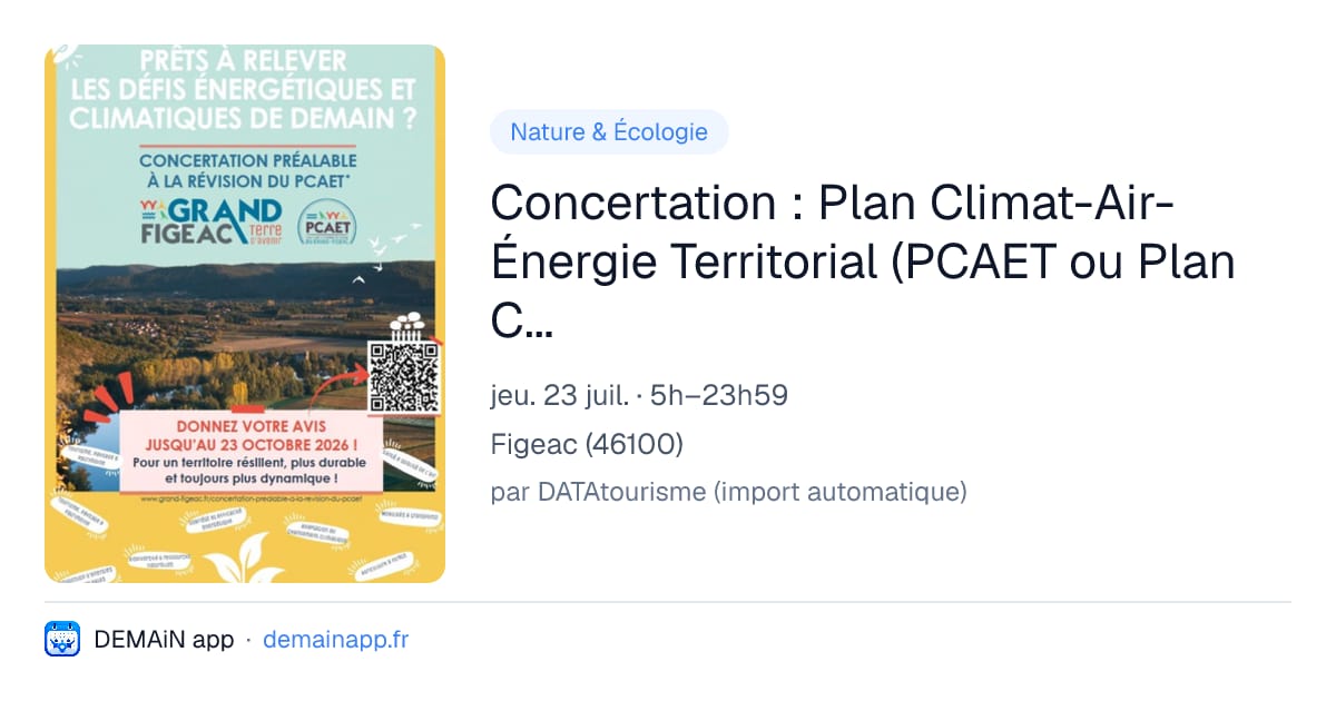 Concertation : Plan Climat-Air-Énergie Territorial (PCAET ou Plan Climat) à Figeac — Figeac