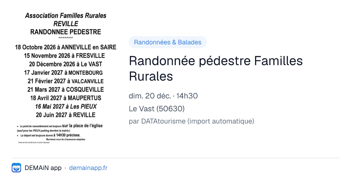 Randonnée pédestre Familles Rurales — Le Vast