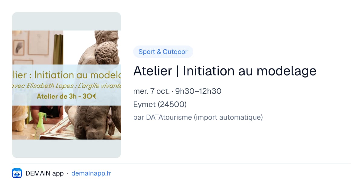 Atelier | Initiation au modelage — Eymet