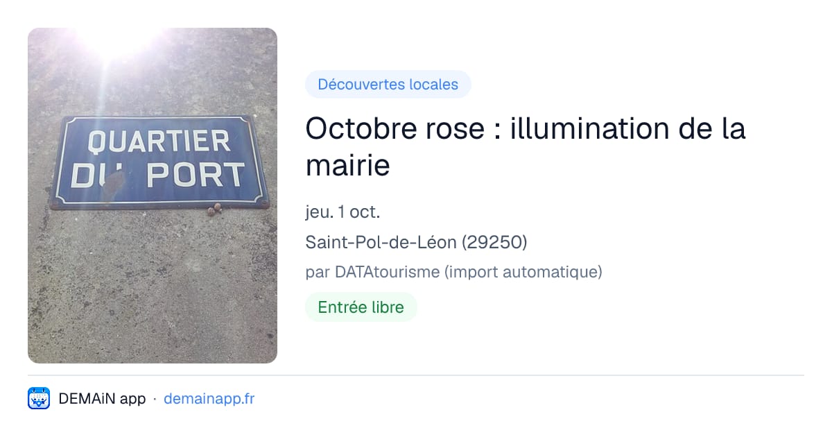 Octobre rose : illumination de la mairie — Saint-Pol-de-Léon
