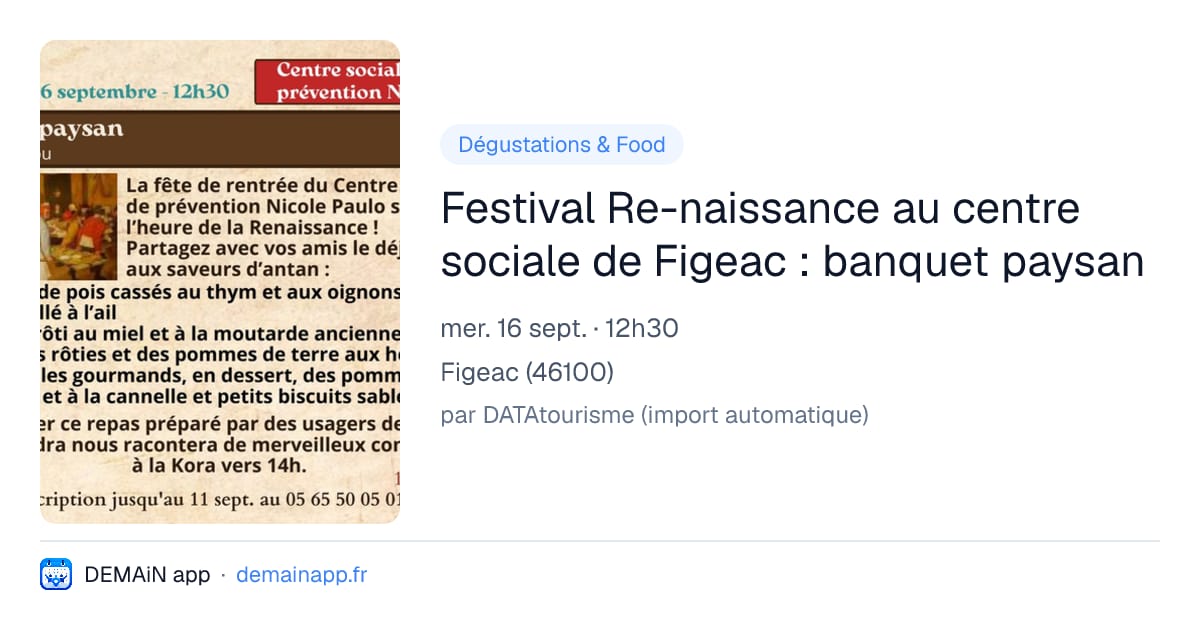 Festival Re-naissance au centre sociale de Figeac : banquet paysan — Figeac