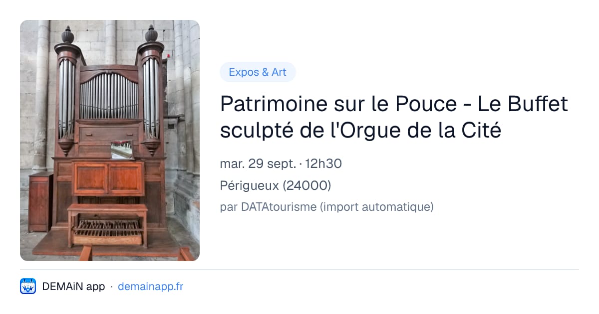 Patrimoine sur le Pouce - Le Buffet sculpté de l'Orgue de la Cité — Périgueux