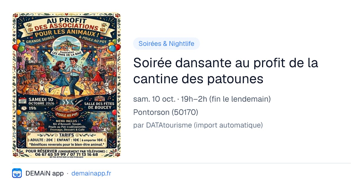 Soirée dansante au profit de la cantine des patounes — Pontorson
