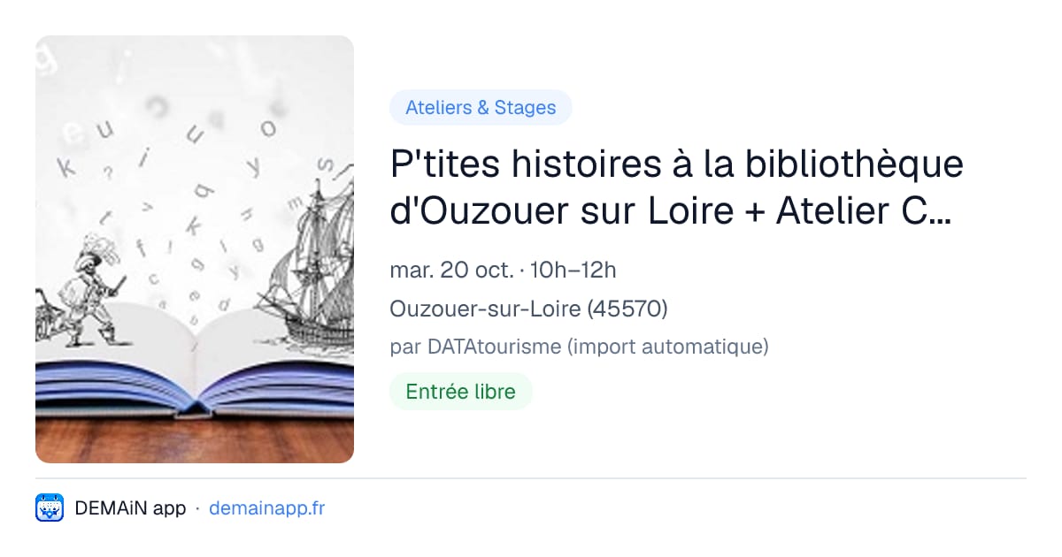 P'tites histoires à la bibliothèque d'Ouzouer sur Loire + Atelier Citrouille — Ouzouer-sur-Loire