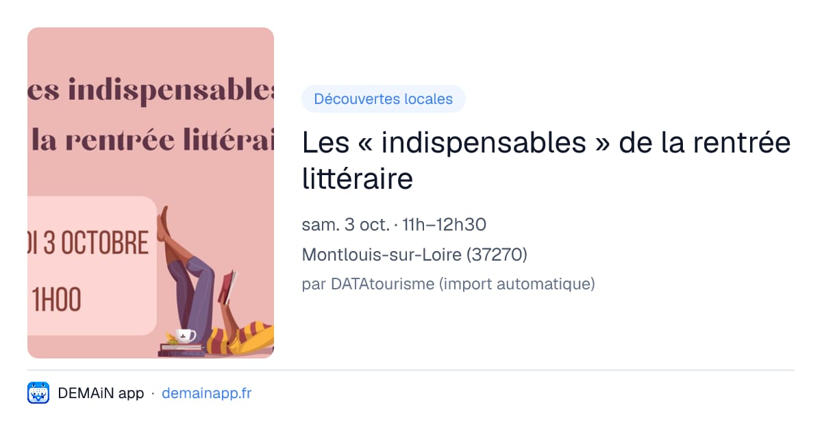 Les « indispensables » de la rentrée littéraire — Montlouis-sur-Loire