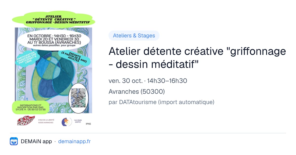 Atelier détente créative "griffonnage - dessin méditatif" — Avranches