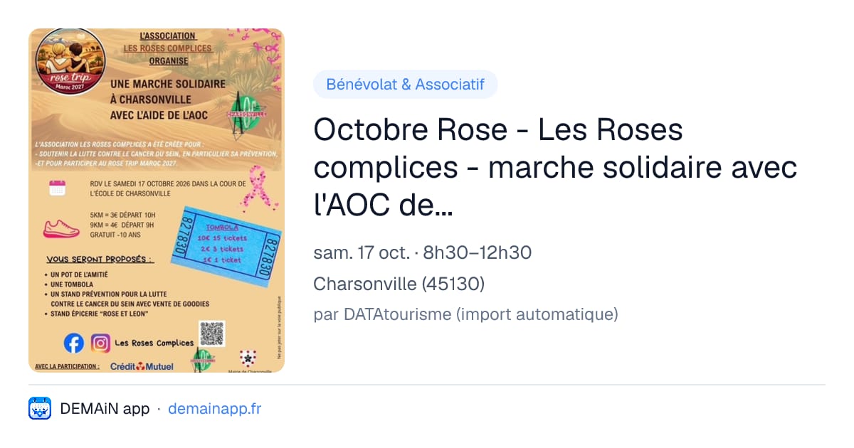 Octobre Rose - Les Roses complices - marche solidaire avec l'AOC de Charsonville — Charsonville