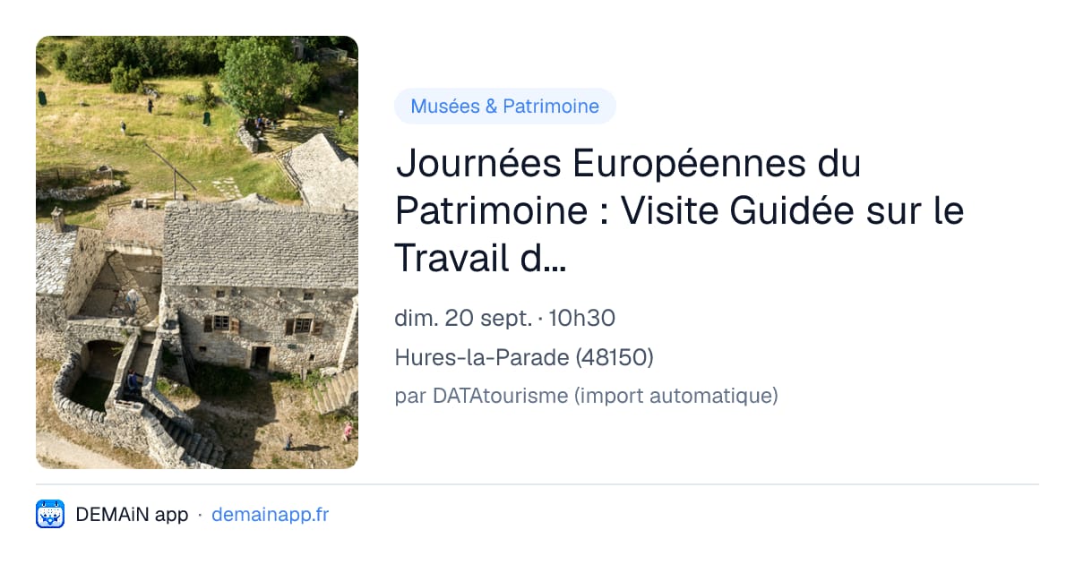 Journées Européennes du Patrimoine : Visite Guidée sur le Travail des Femmes à la Ferme Autrefois — Hures-la-Parade