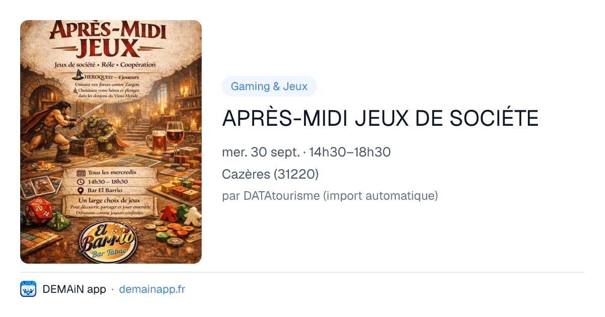 APRÈS-MIDI JEUX DE SOCIÉTE — Cazères