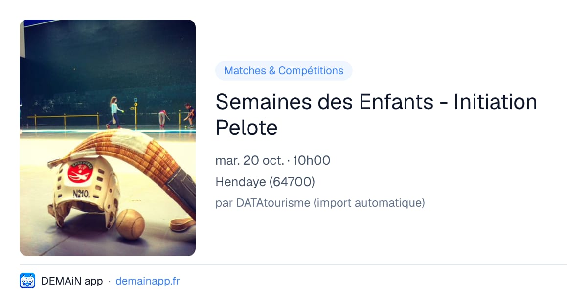 Semaines des Enfants - Initiation Pelote — Hendaye