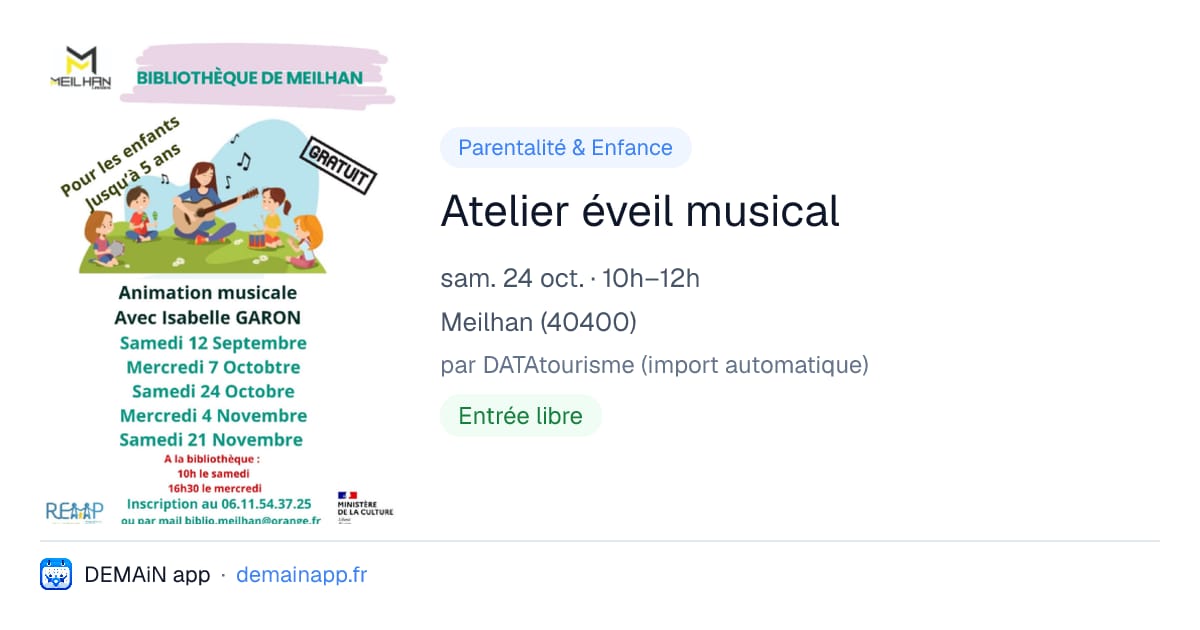 Atelier éveil musical — Meilhan