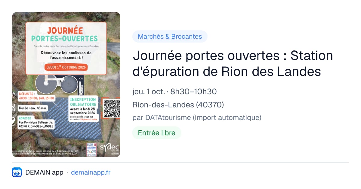 Journée portes ouvertes : Station d'épuration de Rion des Landes — Rion-des-Landes