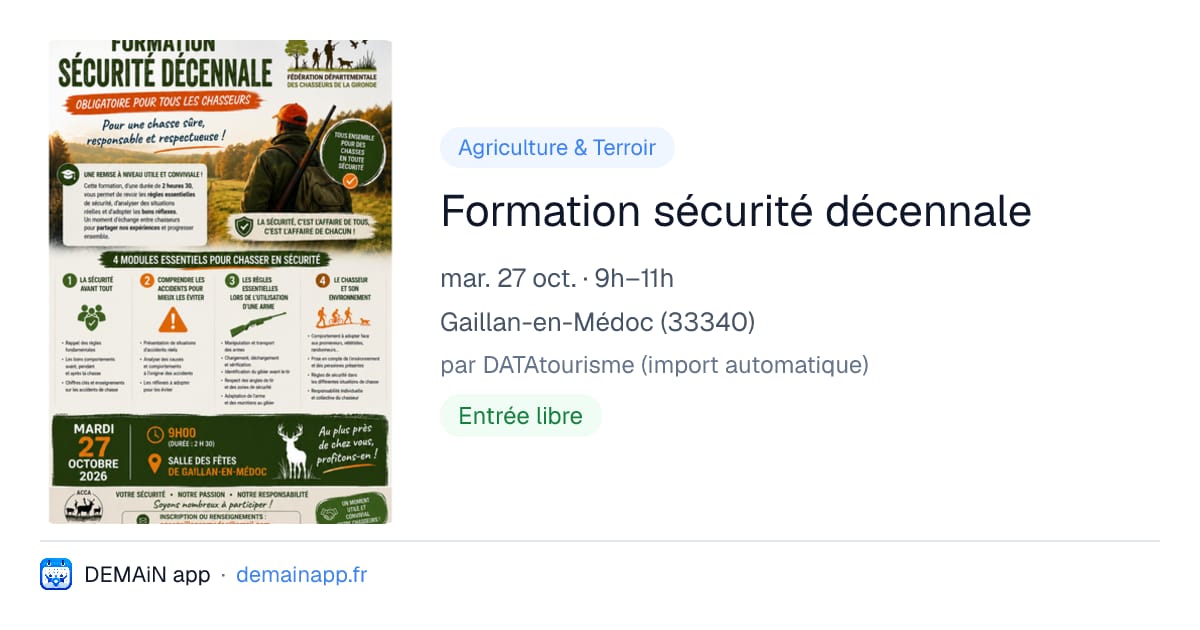 Formation sécurité décennale — Gaillan-en-Médoc