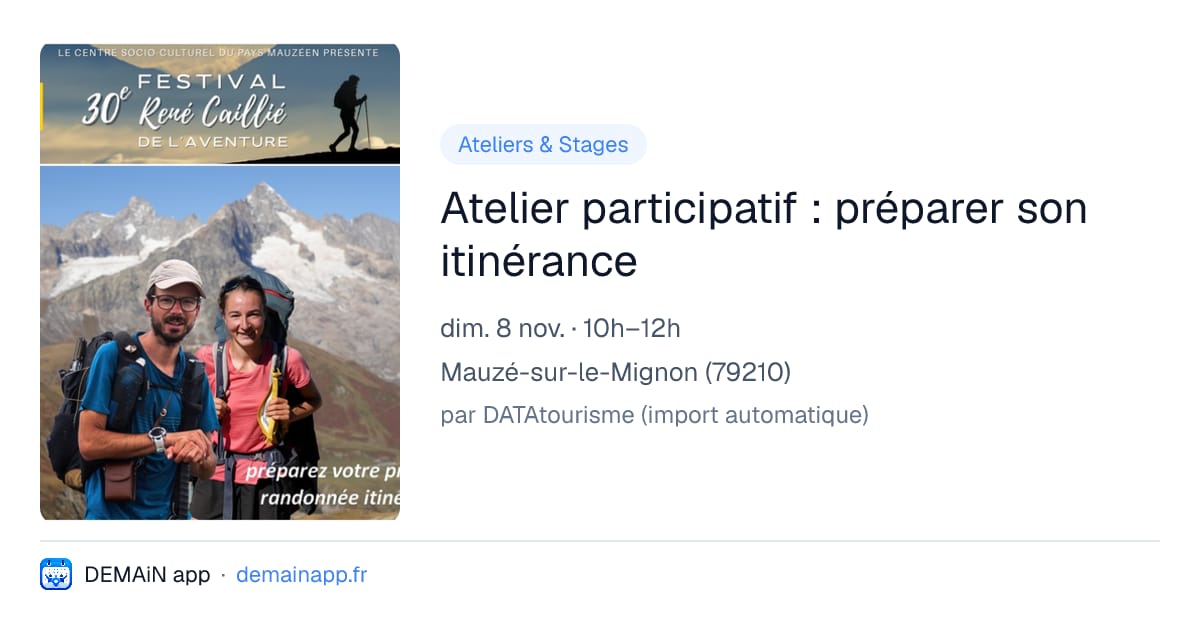 Atelier participatif : préparer son itinérance — Mauzé-sur-le-Mignon