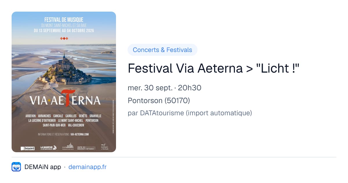 Festival Via Aeterna > "Licht !" — Pontorson