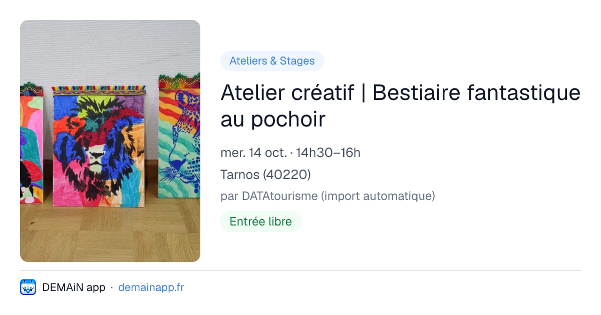 Atelier créatif | Bestiaire fantastique au pochoir — Tarnos