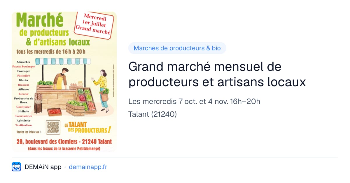 Grand marché mensuel de producteurs et artisans locaux — Talant
