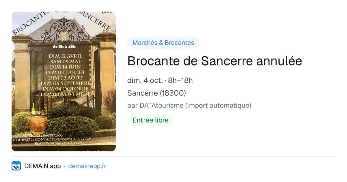 Brocante de Sancerre annulée — Sancerre