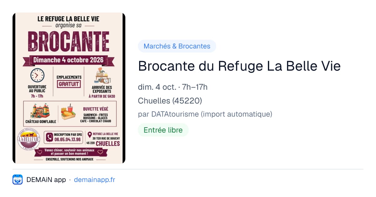 Brocante du Refuge La Belle Vie — Chuelles