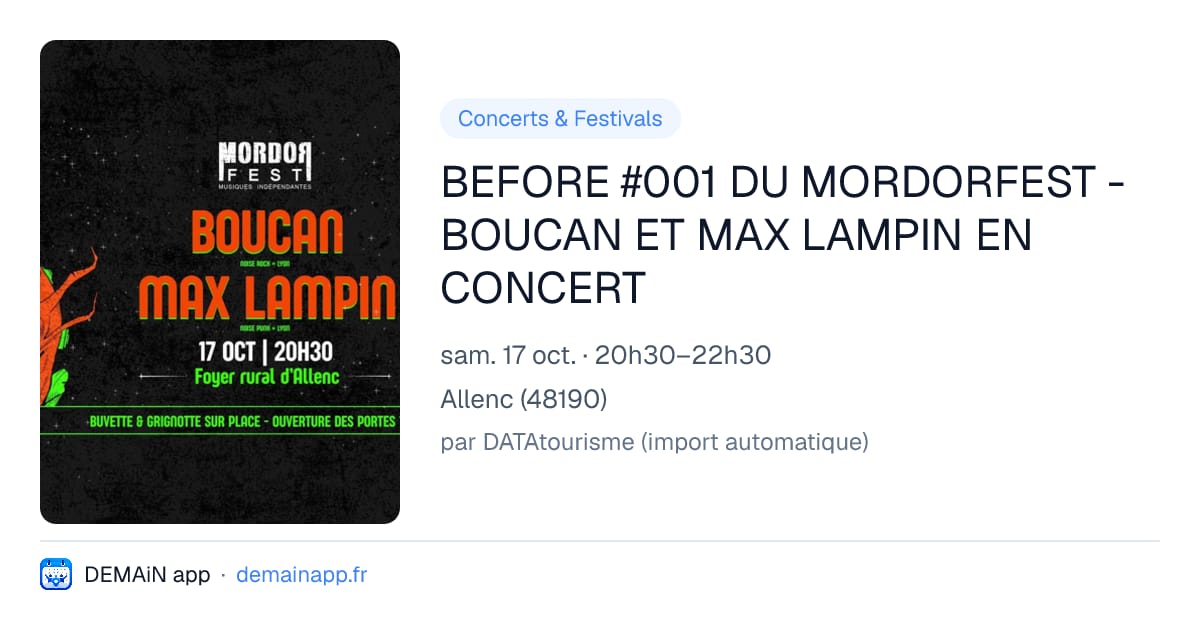 BEFORE #001 DU MORDORFEST - BOUCAN ET MAX LAMPIN EN CONCERT — Allenc